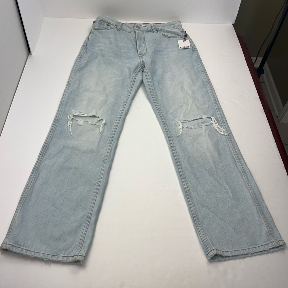 Re/Done Originals 90s High Rise Loose Breezy Indigo Rips Sz 30 New *Surface Flaw